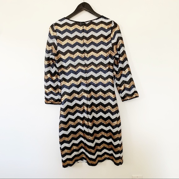Sugar Lips Sequin Chevron Sleeves Cocktail Dress - Picture 3 of 10
